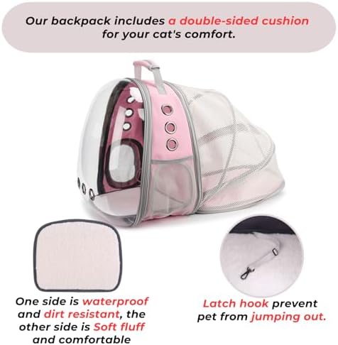 Lollimeow Cat Carrier Backpack, Expandable Bubble Pet Carrier for Cats and Small Dogs, Airline Approved Travel Backpack for Hiking, Walking & Outdoor Adventures - Supports up to 14 lbs