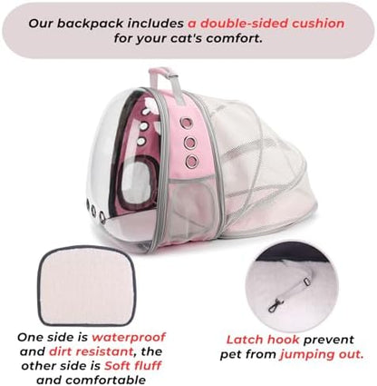 Lollimeow Cat Carrier Backpack, Expandable Bubble Pet Carrier for Cats and Small Dogs, Airline Approved Travel Backpack for Hiking, Walking & Outdoor Adventures - Supports up to 14 lbs