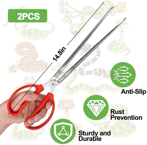 Vodolo Snake Feeding Tongs,2PCS 15 Inch Reptile Feeding Tongs,Extra Long Large Tweezers for Corn Ball Python Accessories,Bearded Dragon Reptile Gecko Tank Accessories Terrarium Supplies