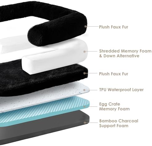 EHEYCIGA Orthopedic Foldable Human Dog Bed - 72x44x11, Black