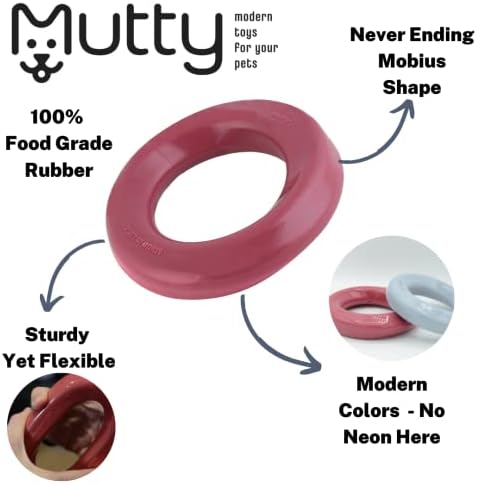 Mutty Dog Chew Ring - Made in USA Dog Toys for Chewers - One Meal Donated to Shelters per Toy - Durable Rubber Puppy and Adult Dog Toy - Non-Toxic 100% Food Grade Materials