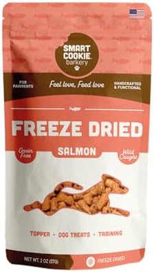 Smart Cookie Freeze Dried Salmon Bites - Single Ingredient Freeze Dried Treats for Dogs - Wild Caught Alaskan Salmon Dog Training Treats & Dog Food Topper - Made in USA - 2oz Bag, 1 Pack