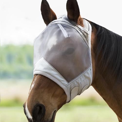 Harrison Howard CareMaster Horse Fly Mask Large Eye Space Standard Moonlight Silver Medium Cob