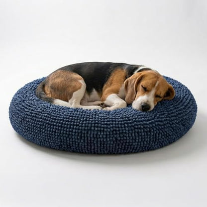 Muddy Mat®Cloud K-9 Bed for Dogs & Cats, Soft & Relaxing Donut Dog Bed, Chenille Material, Removable Cover, Washable & Dryer Safe–Navy Blue Medium(35'x35')