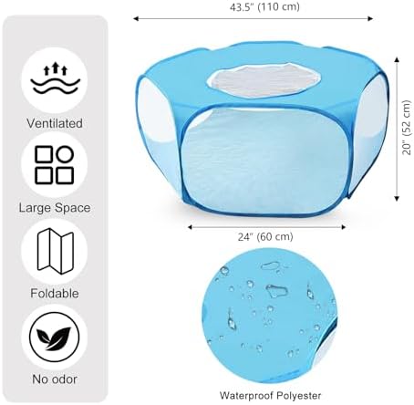 Guinea Pig Playpen with Lid, Breathable Small Animals Playpen with Anti-Escape Cover Portable Kitten Playpen Indoor/Outdoor Yard Exercise Cage House Tent for Hamster Chinchillas Rabbits Bunny