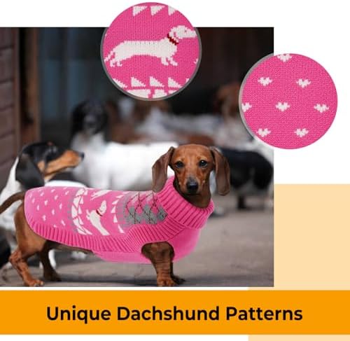 Lelepet Dachshund Sweater Turtleneck Dog Sweaters for Small Dogs (XS-XL)