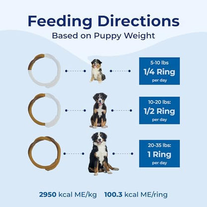 N-Bone Puppy Teething Rings, Taste of Texas Queso Con Carne Flavor, Natural Puppy Teething Chews, Helps Soothe Teething Gums, Calcium Enriched Chew Treats, 3 Rings