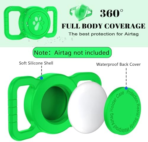SANKALA Airtag Dog Collar Holder, Waterproof, Green, 1 Pack