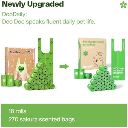 Deo Doo Dog Poop Bags with Handles, 270 Bags, Sakura Scented