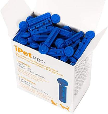 iPet PRO 28 Gauge Lancets, 100 count, Designed for Dogs and Cats