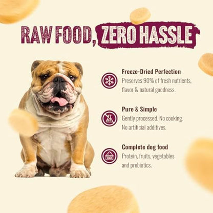 Natural Farm Freeze-Dried Red Meat Patties for Dogs – 96% Raw Beef, Organs & Pork, Complete Meal or Food Topper, Grain-Free, Gluten-Free, Probiotics for Digestion, All Life Stages – 14oz Bag