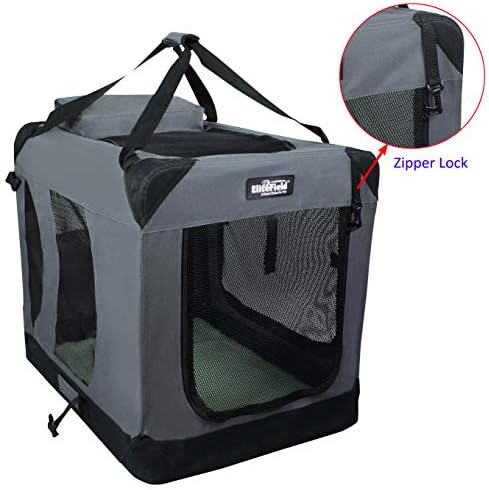 EliteField 3-Door Soft Dog Crate with Bed & Carrying Bag (2-Year Warranty)