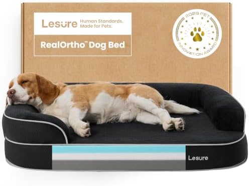 LE SURE RealOrtho™ 3-Layer Orthopedic Dog Beds Large Sized Dog,35" Black