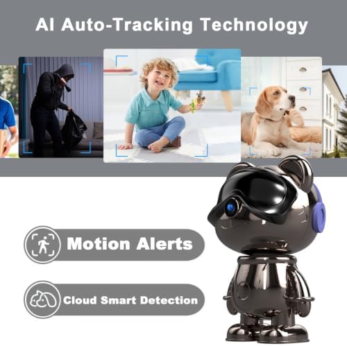 3K Indoor Security Camera Robot, Gunmetal Baby Monitor and Pet Camera Wi-Fi
