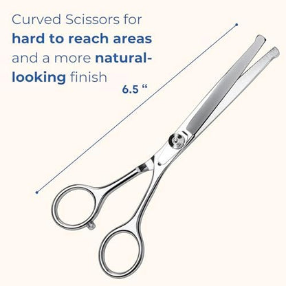 Pet Grooming Scissors Set - Round Tip Shears for Dogs & Cats