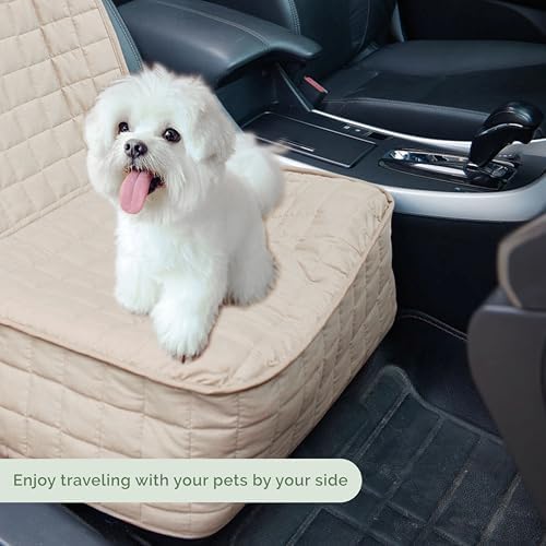 Elegant Comfort Premium Pet Car Seat Cover for Front Seat, Luxury Microfiber Car Seat Protector, Heavy Duty and Durable, Non-Slip and Waterproof Car Seat Cover for Trucks, Cars, and SUVs, Cream