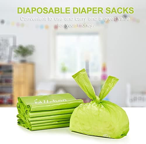 USBOO Disposable Diaper Bags, 300 Count, Green