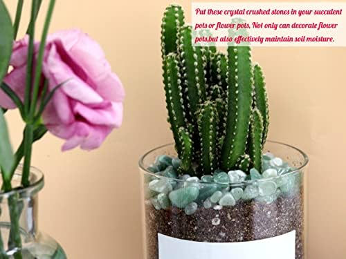 1lb Green Aventurine Aquarium Gravel Rocks Natural Tumbled Healing Crystal Chips Bulk Gemstones Crushed Stones for Fountain Vase Filler Planters Decorative Fish Tank Potted Reiki Energy Balancing