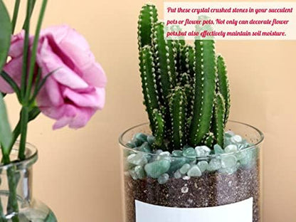 1lb Green Aventurine Aquarium Gravel Rocks Natural Tumbled Healing Crystal Chips Bulk Gemstones Crushed Stones for Fountain Vase Filler Planters Decorative Fish Tank Potted Reiki Energy Balancing