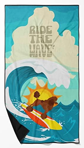 Caroline's Treasures MLM1259TWL3060 Surfer Dog Standard Red Poodle Premium Beach Towel Oversized Towel Beach Blanket, Pool, Beach Essentials, Yoga, Premium Bath Towel, Quick Dry Plush