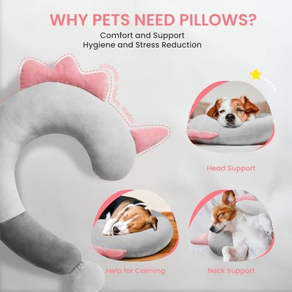 HiPetpy Dog Pillow-Soft Neck Pillows for Dogs, Washable Dog Calming Pillow