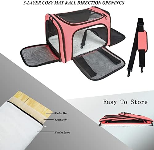 Soft Sided Carrier for Small Medium Cats Dogs,TSA Airline Approved Collapsible Travel Pet Carrier (Medium, Watermelon)