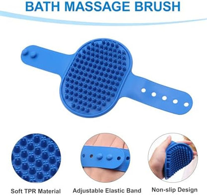 6PCS Blue Dog Bath Kit with Brush, Scrubber, Gloves, Towel & Bag