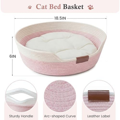 YOUDENOVA Cat Bed, Stimulicat Handwoven Cat Basket with Cushion