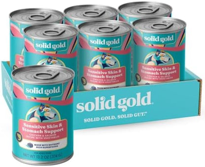Solid Gold Sensitive Stomach Wet Dog Food, Meal & Topper, Adult Dogs, 6ct