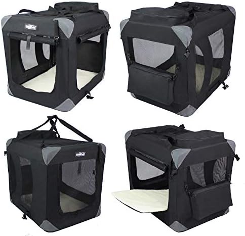 EliteField 3-Door Soft Dog Crate with Bed & Carrying Bag (2-Year Warranty)