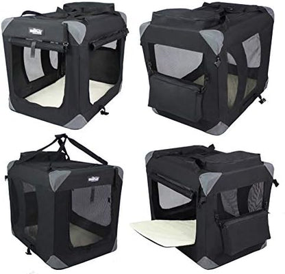 EliteField 3-Door Soft Dog Crate with Bed & Carrying Bag (2-Year Warranty)
