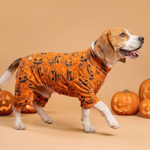 KYEESE Halloween Dog Pajamas for Small Medium Dog Onesie, Jack-o'-Lantern