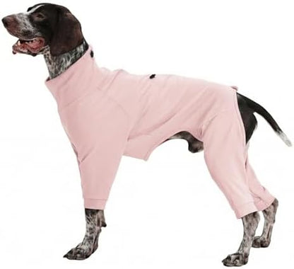 Recovery Suit for Large Dogs, Adjustable Dog Onesie, Pink, L