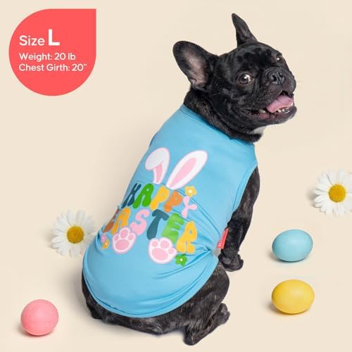 KYEESE 2Pack Easter Dog Shirt, Breathable Tank Top Sleeveless Dog T Shirts for Small Dogs Boy Girl, Lightweight Dogs Clothes Puppy Outfit for Holiday, Blue+Bunny, S
