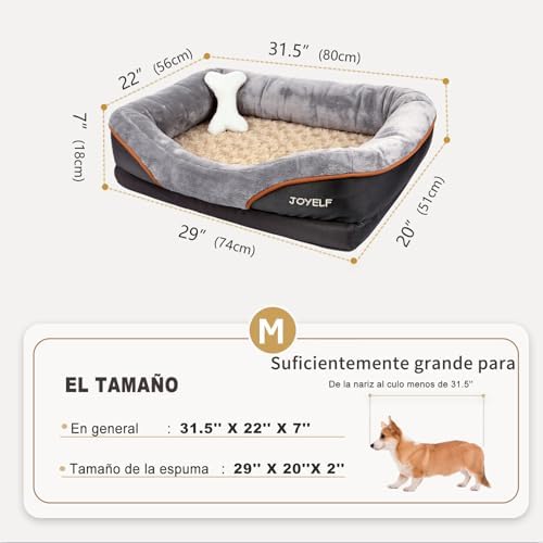 JOYELF Medium Memory Foam Dog Bed Orthopedic Dog Bed & Sofa with Removable Washable Cover and Squeaker Toy as Gift