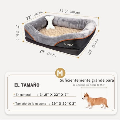 JOYELF Medium Memory Foam Dog Bed Orthopedic Dog Bed & Sofa with Removable Washable Cover and Squeaker Toy as Gift