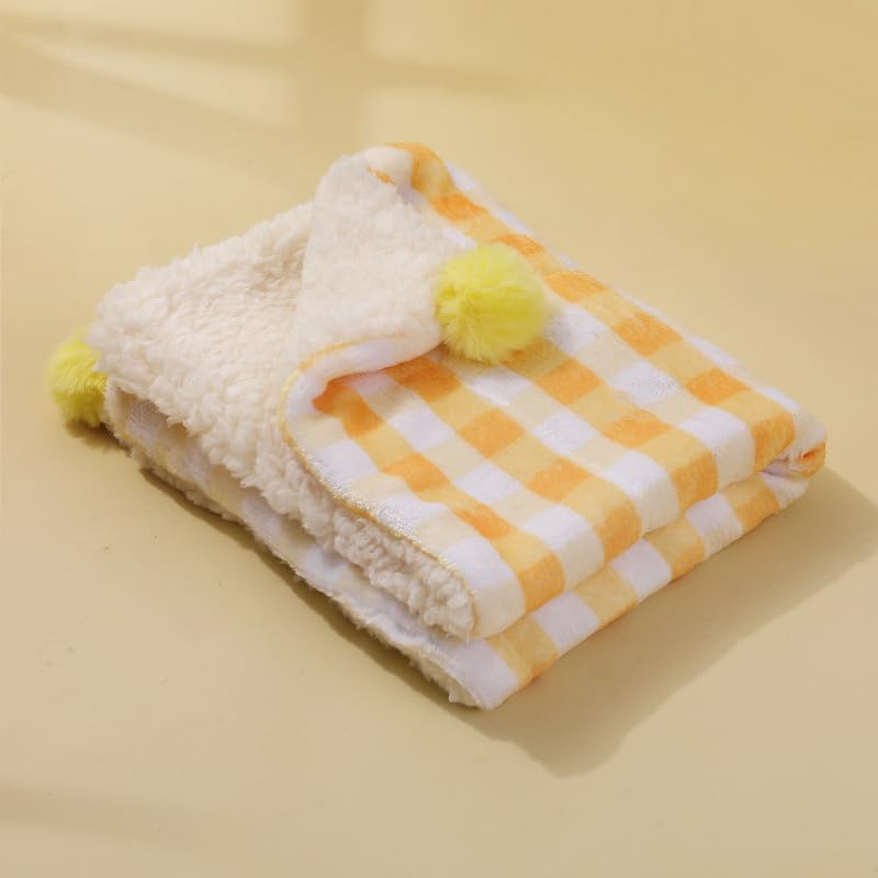 Little Pillow for Cats Puppies Ultra Soft Fluffy Pet Calming Toy Half Donut Cuddler for Joint Relief Sleeping Improve Machine Washable Blanket Set-Yellow
