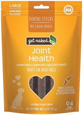 Get Naked Grain Free 1 Pouch 6.6 Oz Joint Health Dental Chew Sticks, Large