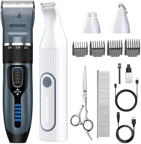 4 in 1 Dog Clippers Grooming Kit and Paw Trimmer for Thick Hair&Coats