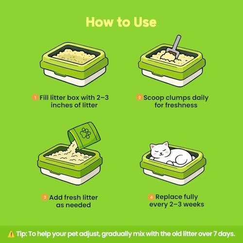 Natural Cassava Cat Litter,Odor Control Dust-Free,Advanced Clean Paws Multi Cat Clumping Litter,Kittens and Sensitive Cat Liter,Mixable with Crystal Litter and Various Litter