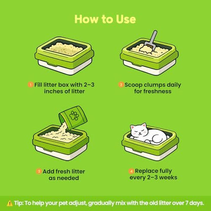 Natural Cassava Cat Litter,Odor Control Dust-Free,Advanced Clean Paws Multi Cat Clumping Litter,Kittens and Sensitive Cat Liter,Mixable with Crystal Litter and Various Litter