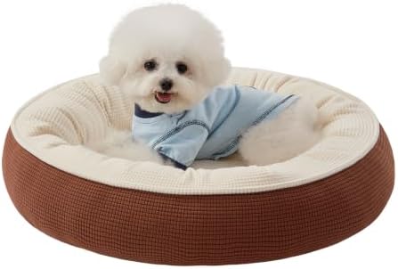23 inches Soft Touch Fleece Donut Dog Bed for Small Dogs,Coffee