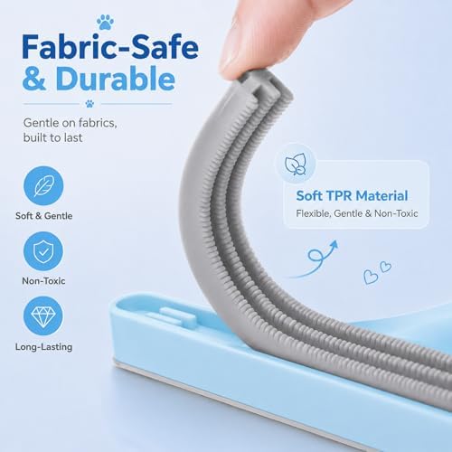 2 Pack Reusable Pet Hair Remover and Fabric Lint Scraper Set, Blue