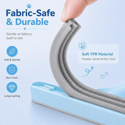 2 Pack Reusable Pet Hair Remover and Fabric Lint Scraper Set, Blue