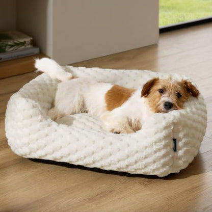Bedsure Washable Fluffy Cute Dog Beds for Small & Medium Dogs, 25in Cream