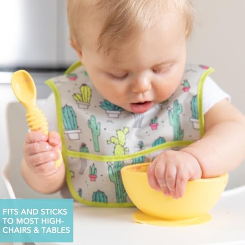 Bumkins Baby Bowl, Silicone Feeding Set with Suction for Baby and Toddler, Includes Spoon and Lid, First Feeding Set, Training Essentials for Baby Led Weaning for Babies 4 Months Up, Pineapple