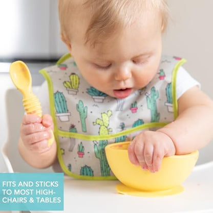Bumkins Baby Bowl, Silicone Feeding Set with Suction for Baby and Toddler, Includes Spoon and Lid, First Feeding Set, Training Essentials for Baby Led Weaning for Babies 4 Months Up, Pineapple