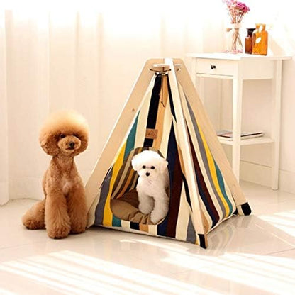 Pet beds, Pet Tent Wooden Dog House Pet Bed Cat Bed Yurt Washable Kennel Cat Litter Small