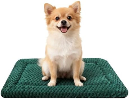 Dog Bed Mat - Dog Crate Pad - Reversible Mat for Pet Comfort - Soft Bed Crate Pads for All Seasons - Durable, Machine Washable Mat for Crates, Travel, and Home (Dark Green, 24" L*18" W*1.5" Th)