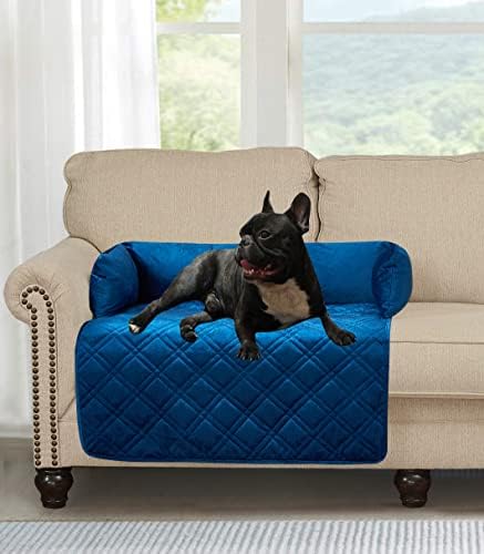 Brilliant Sunshine Dark Blue Velvet Dog Sofa Slipcover, Medium